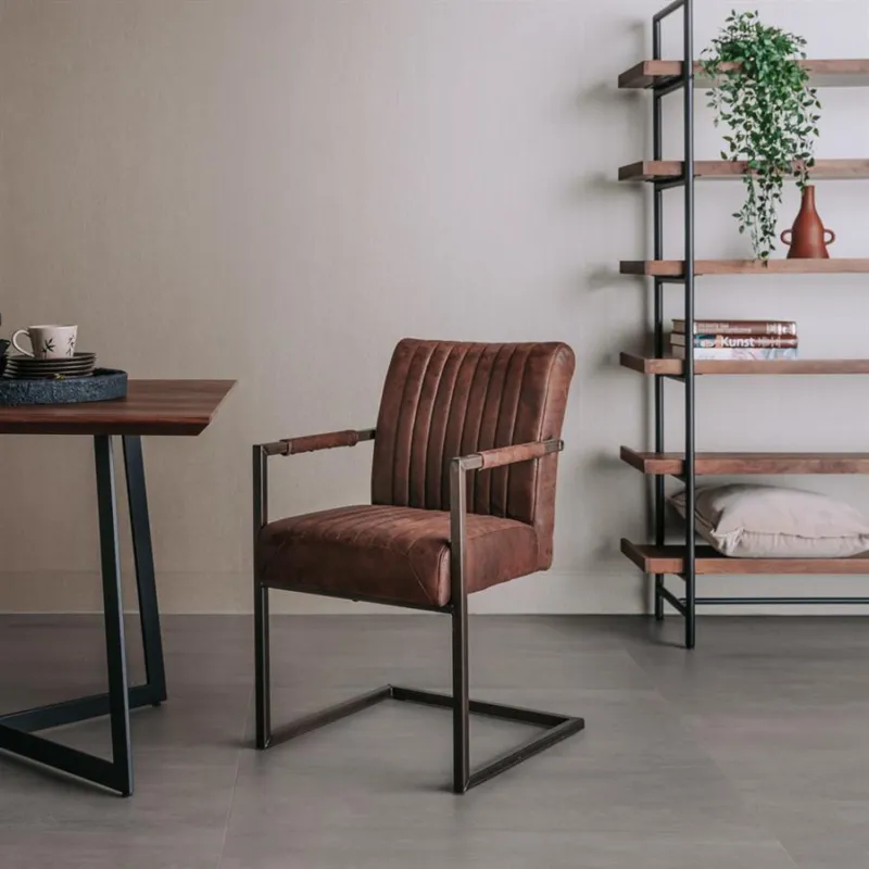 Express Levering Ferro Armstoel - fabric Savannah dark brown